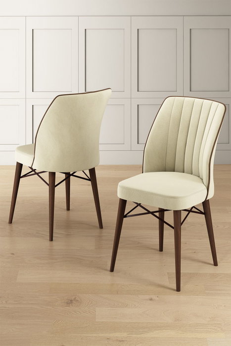 Hanah Home Juego de 4 Sillas Nuna Crema y Marrón Hanah Home Juego de 4 Sillas Nuna Crema y Marrón